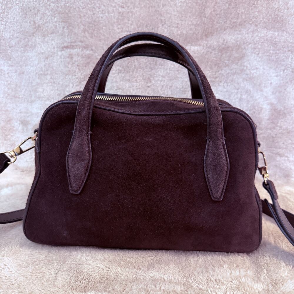 Madewell Belted Suede Leather Mini Crossbody Bag New Satchel Dark Carob - Picture 3 of 10